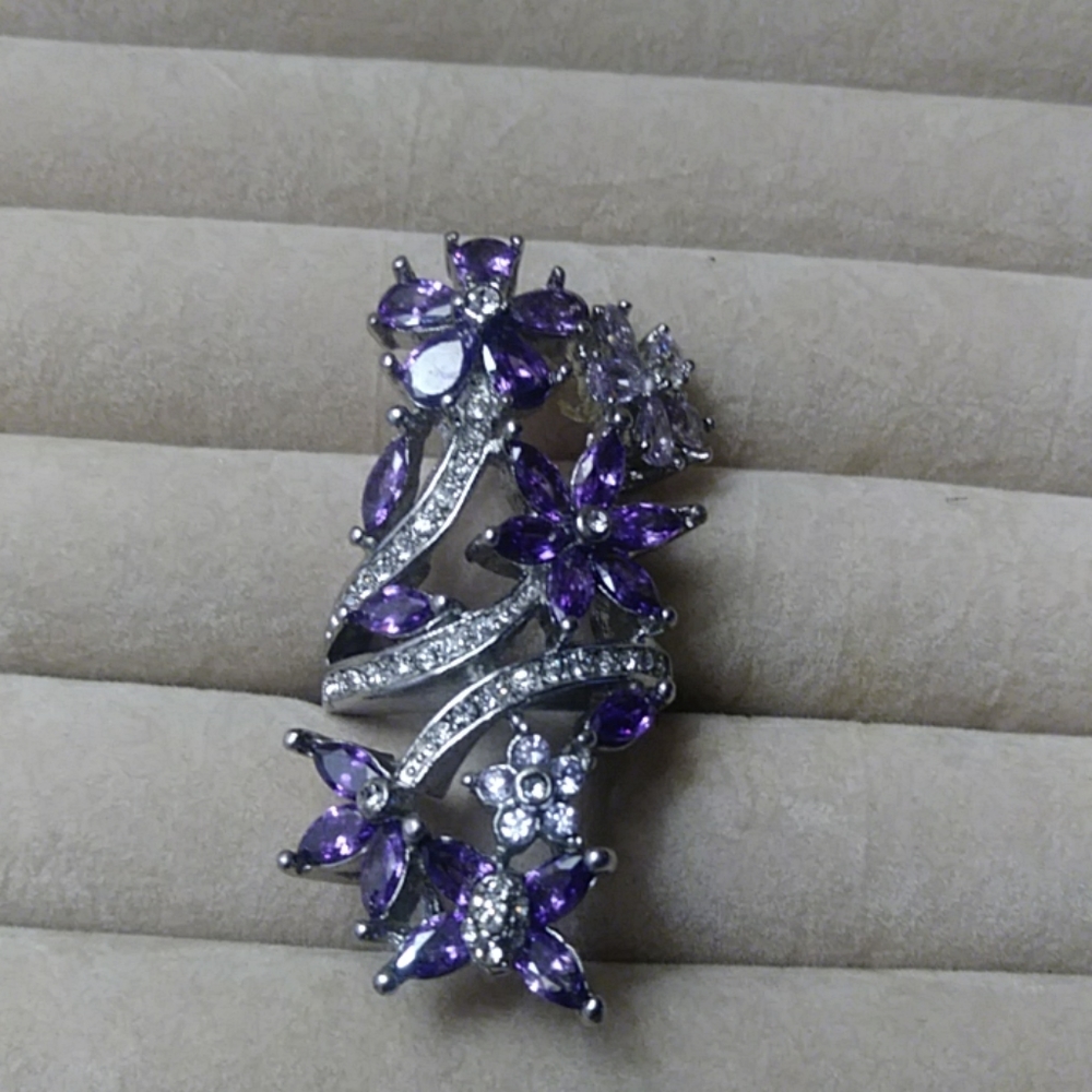 Purple Crystal floral ring.